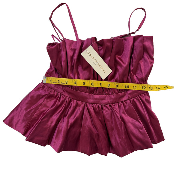 Thirty Thirty LA Peplum Top Womens Extra Small Satin Bustier Ruffle NWT XS - Picture 3 of 7
